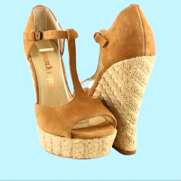 Luxury Rebel 🍒Nude Suede T-Strap 🍒 Platform Espadrille Sandals 🍒 8M - Picture 7 of 14